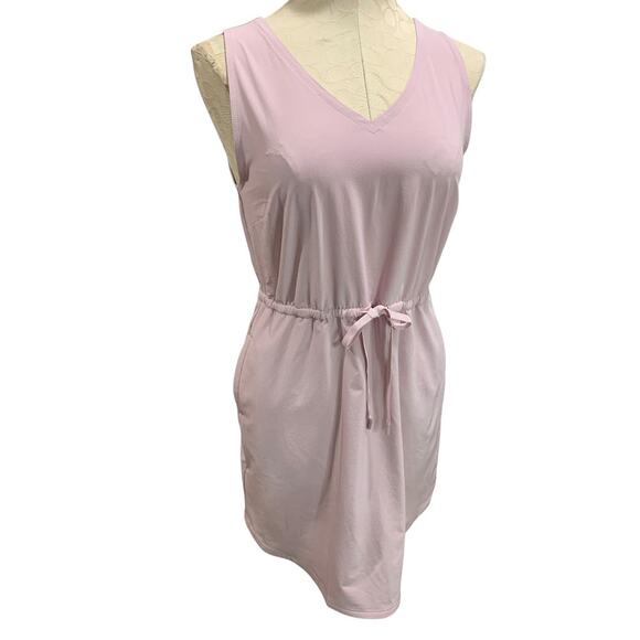 Small Petite Eddie Bauer Womens Pink Dress Elastic Drawstring Waist Pockets - Picture 1 of 9